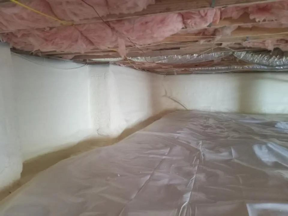 Crawl space encapsulation with closed-cell spray foam for Flat Roof Repair in Utica